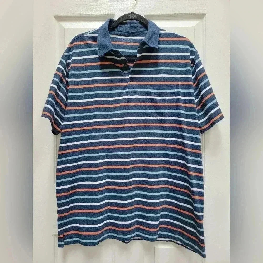 Patagonia Men's Striped Polo Collared Short Sleeve Shirt Size Large